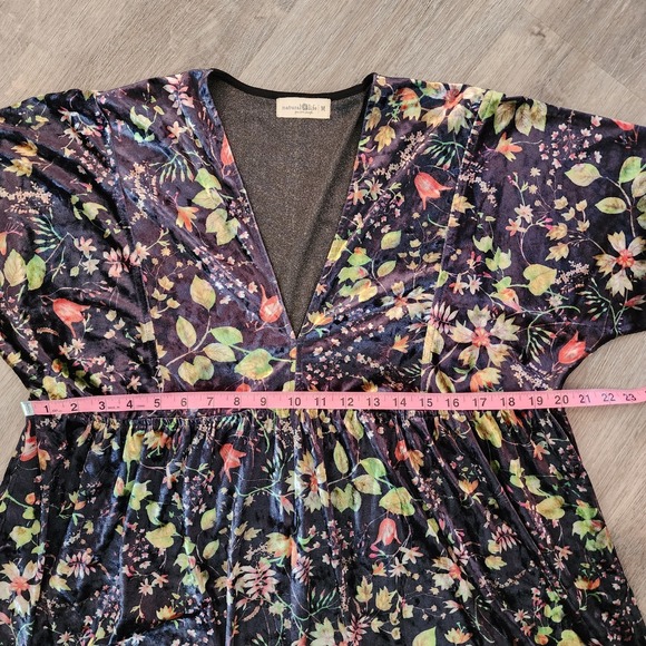 Natural Life Stella Velvet Dress M Black Floral Whimsigoth Boho Babydoll Pockets - Picture 11 of 12